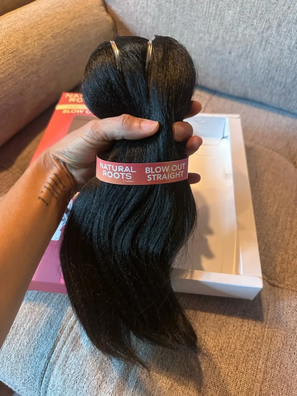 Blow Out Straight Clip-In Natural Roots Hair Extensions - Natural Black